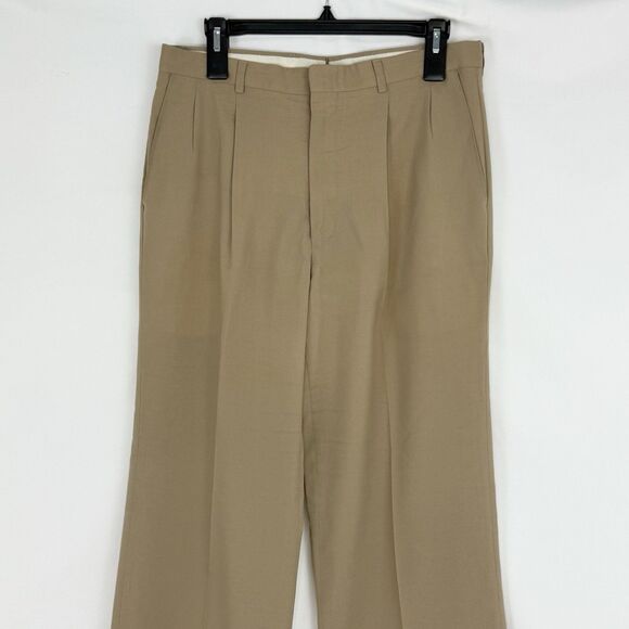 Vintage Dress Pants Pleated Front Cuffed Hems Mens 32 x 31 Beige - Picture 3 of 16